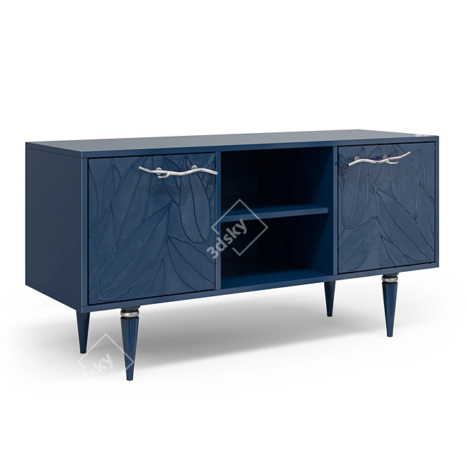 Classic TV Stand 117cm Gold/Silver Handles 3D model image 6