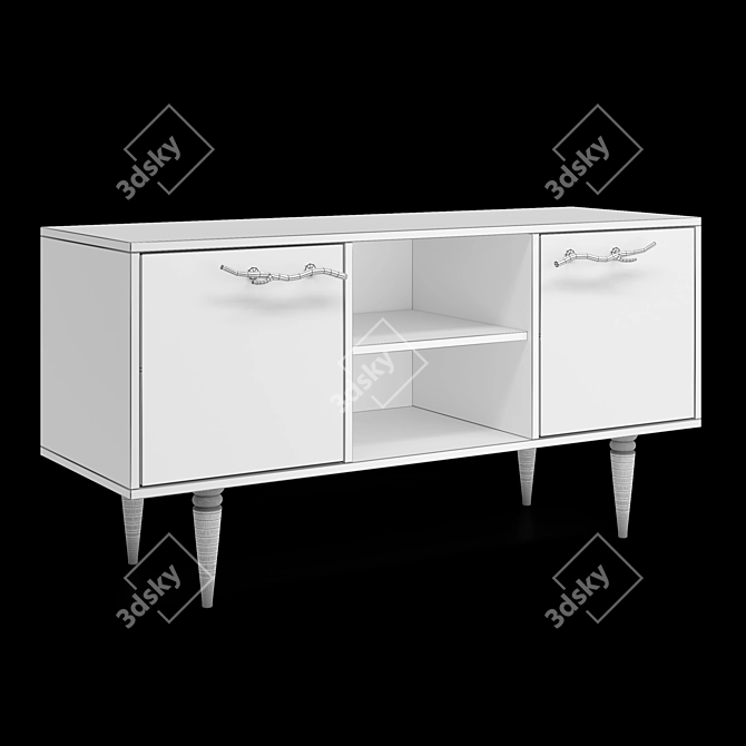 Classic TV Stand 117cm Gold/Silver Handles 3D model image 7