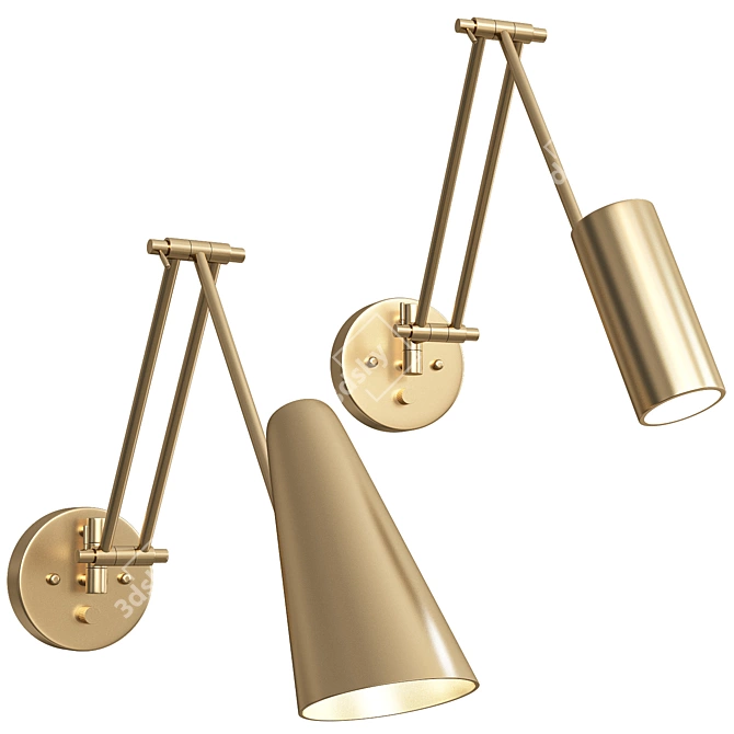 Modern Brass Wall Lamp FREDLY 3D model image 2