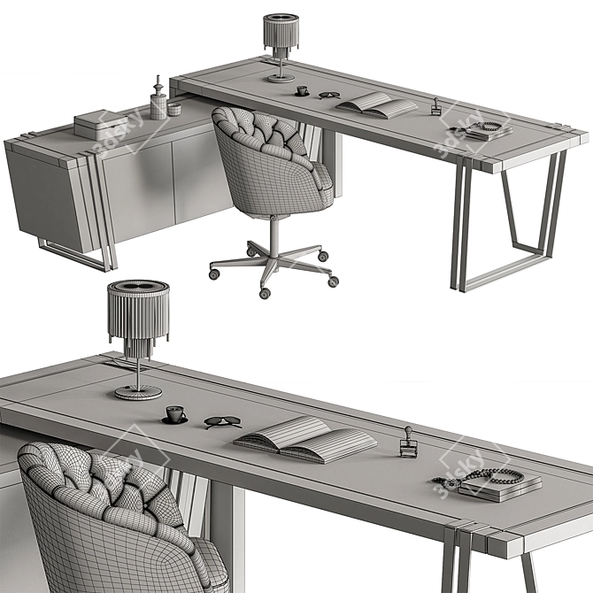 Executive Suite Manager Desk Set 3D model image 4