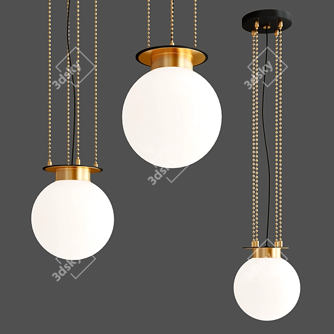 Elegant Glass Opal Pendant Light 3D model image 2