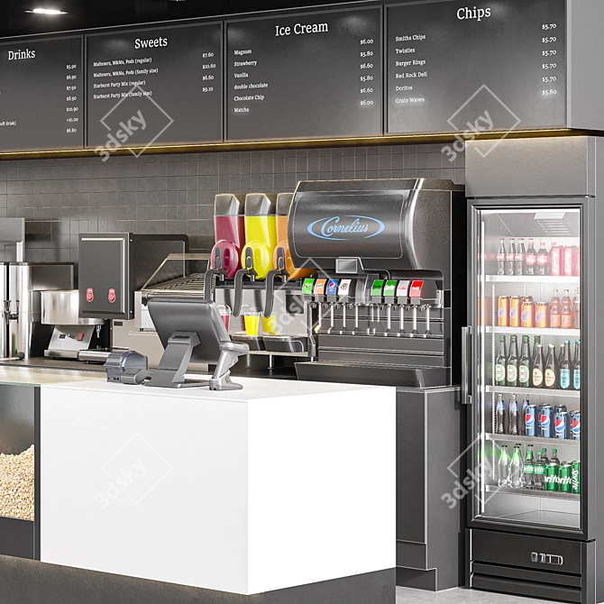 Cinema Restaurant Equipment fbx Export 3D model image 5