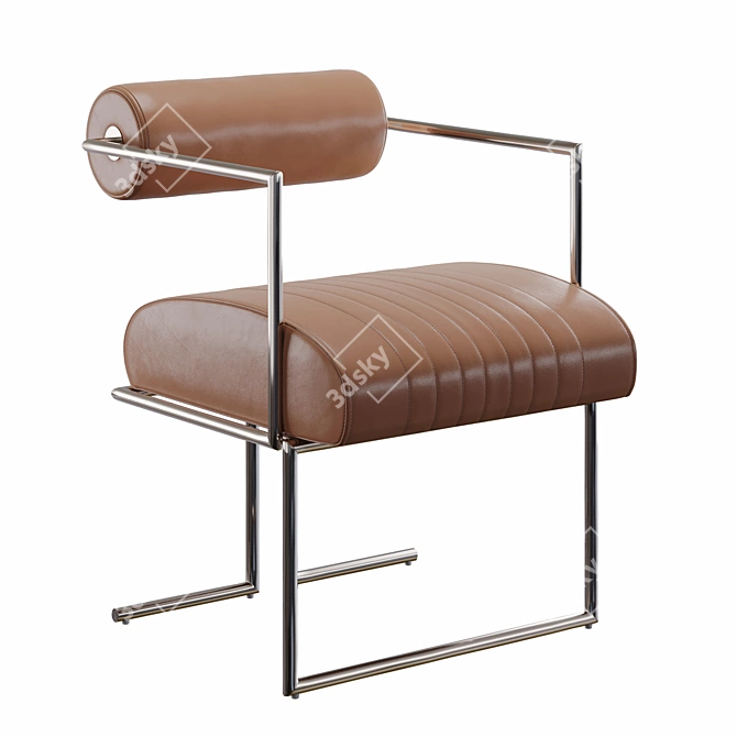 CB2 Modern Brown Leather Dining Chair 3D model image 1