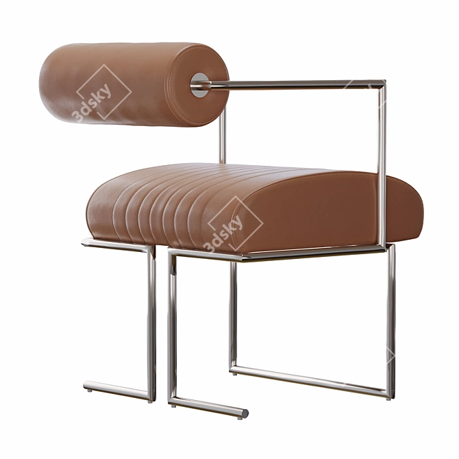 CB2 Modern Brown Leather Dining Chair 3D model image 3