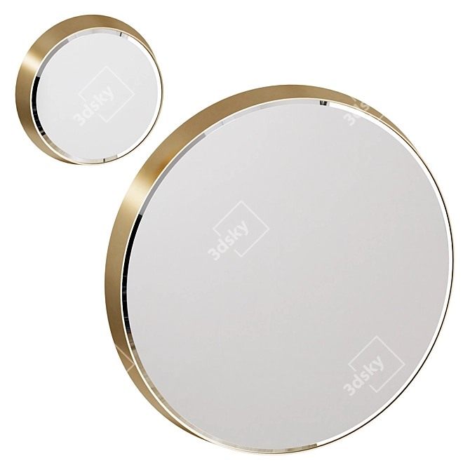 Sleek Circular Wall Mirror 3D model image 2