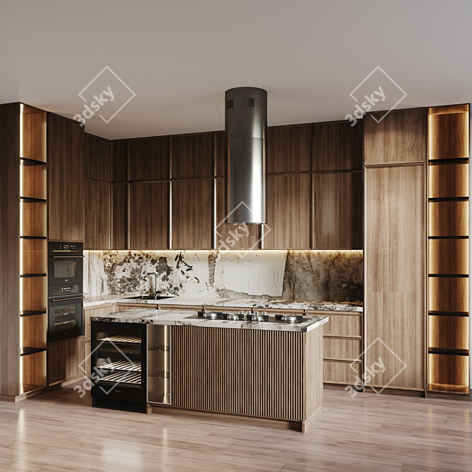 Modern Kitchen Ensemble Editable Dimensions 3D model image 2