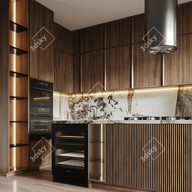 Modern Kitchen Ensemble Editable Dimensions 3D model image 4