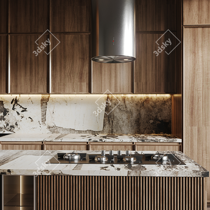 Modern Kitchen Ensemble Editable Dimensions 3D model image 5