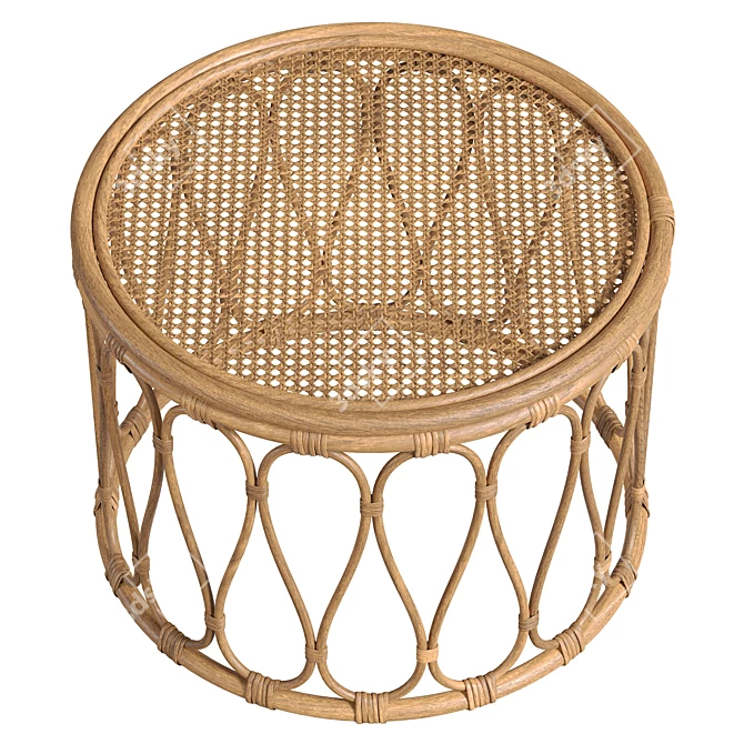 Handcrafted Natural Rattan Table 3D model image 3