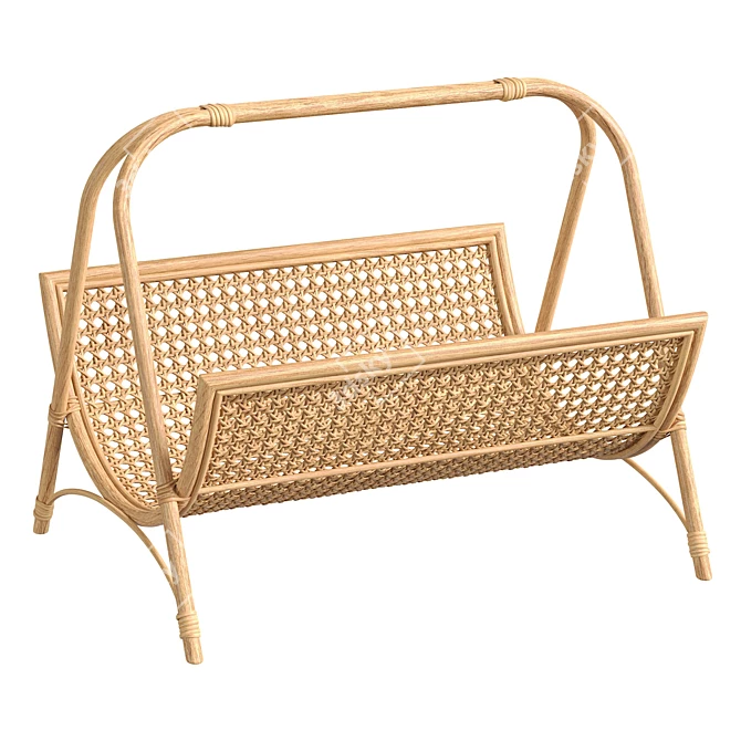 Handwoven Rattan Magazine Rack 3D model image 1