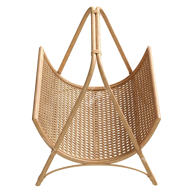 Handwoven Rattan Magazine Rack 3D model image 4