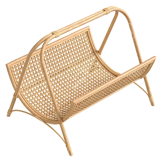 Handwoven Rattan Magazine Rack 3D model image 5