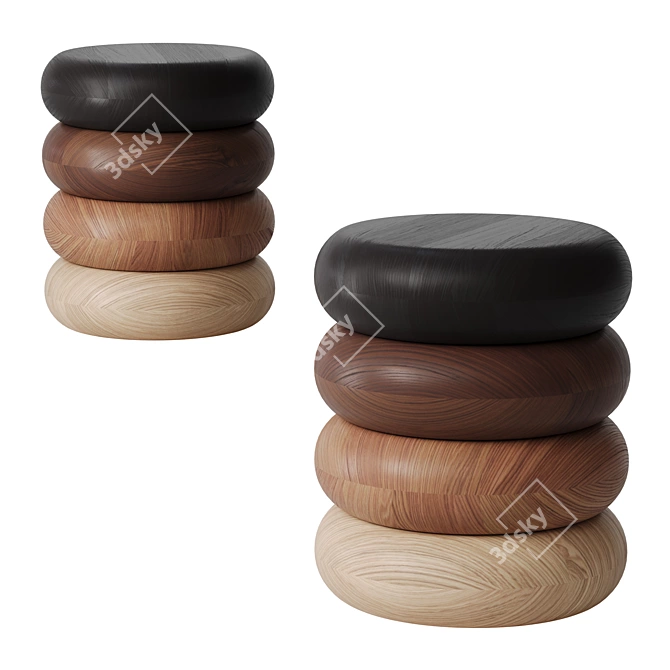 Gradient Oak Coffee Tables 3D model image 4