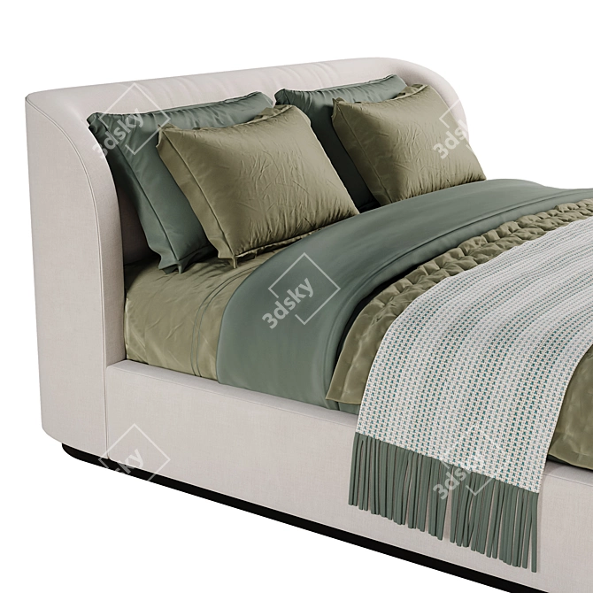 Modern Curved Bed 3D Model 3D model image 2