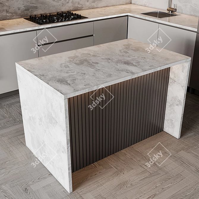 Adjustable Modern Kitchen Unit 3D model image 5