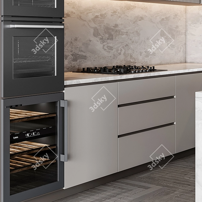 Adjustable Modern Kitchen Unit 3D model image 6