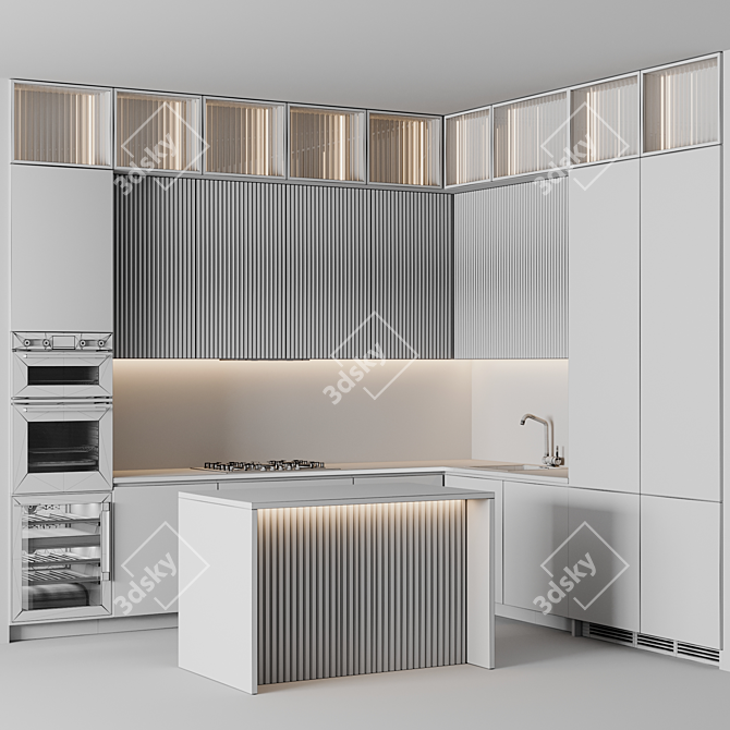 Adjustable Modern Kitchen Unit 3D model image 7