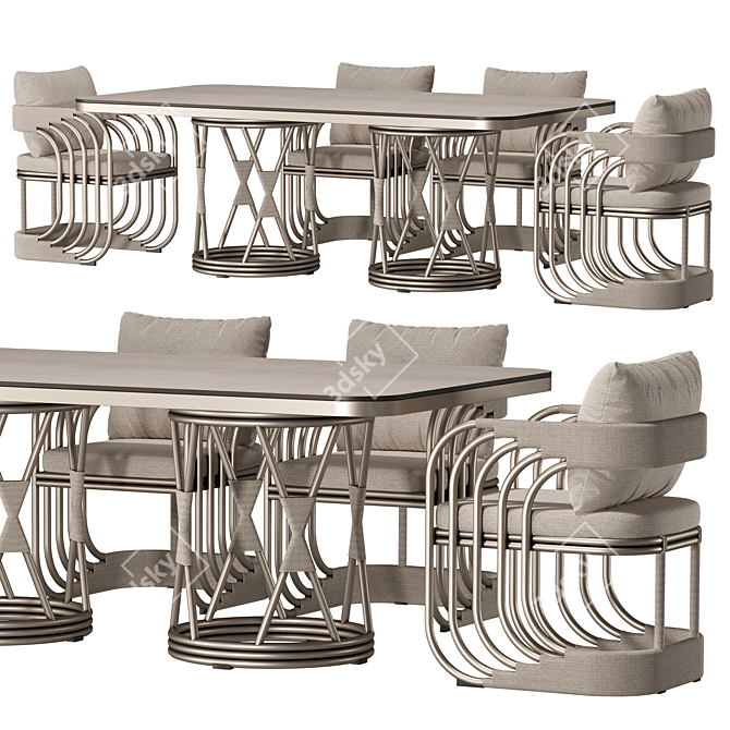 Modern Outdoor Dining Set Furniture 3D model image 1