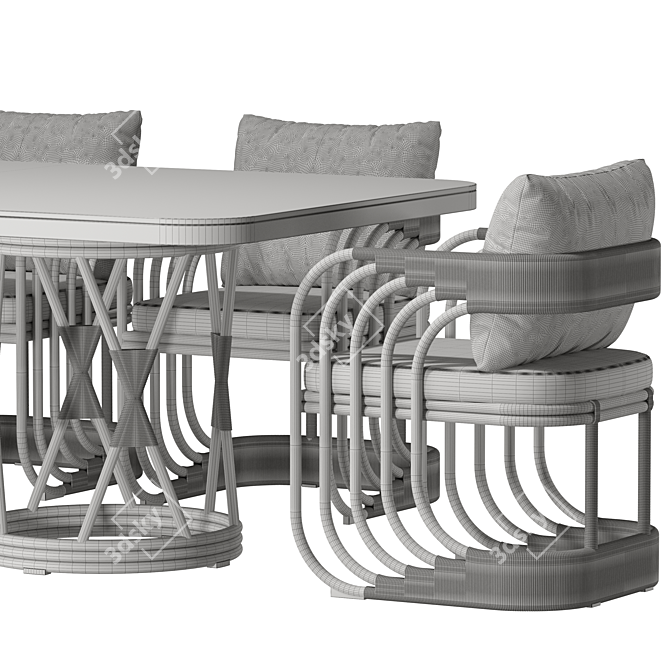 Modern Outdoor Dining Set Furniture 3D model image 2