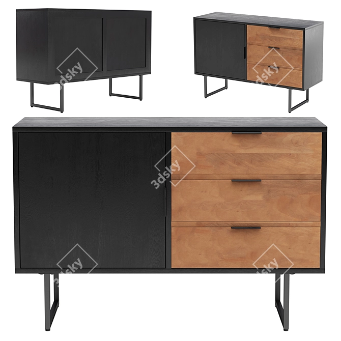 Industrial Chic Loft Design Dresser 3D model image 1