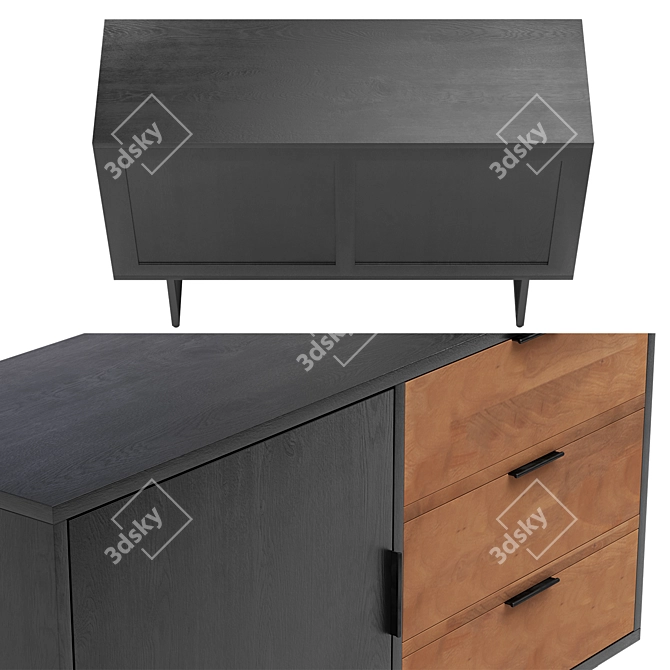 Industrial Chic Loft Design Dresser 3D model image 3