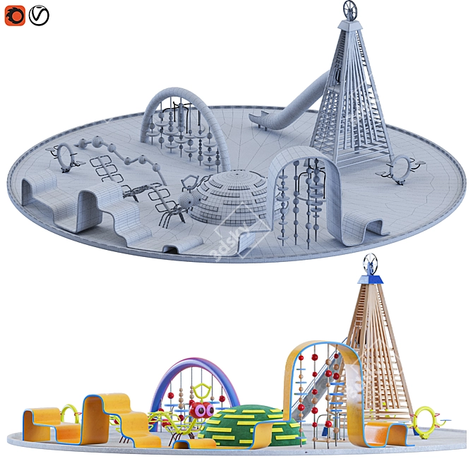  Modern Playground Equipment Set 3D model image 4