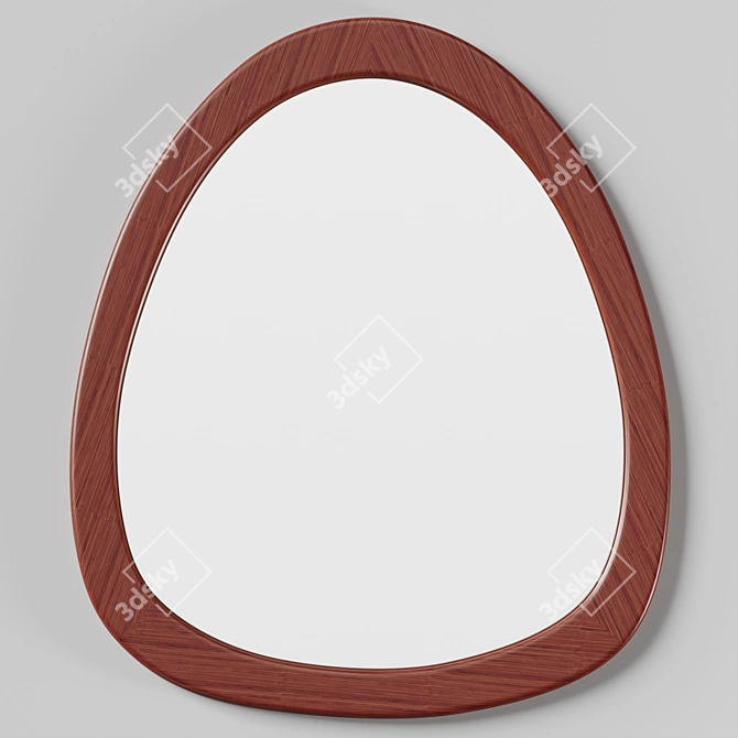 Mid-Century Modern Asymmetrical Wood Mirror 3D model image 2