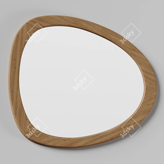 Mid-Century Modern Asymmetrical Wood Mirror 3D model image 3