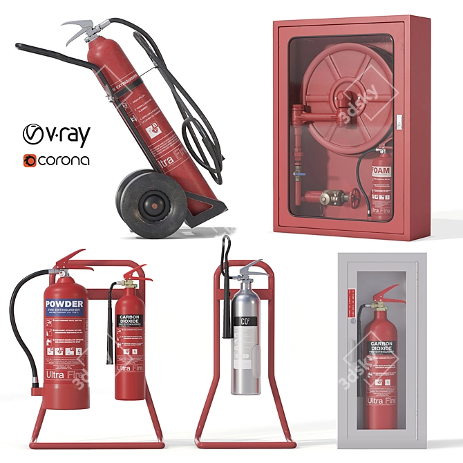 Urban Fire Extinguisher Set 3D model image 1