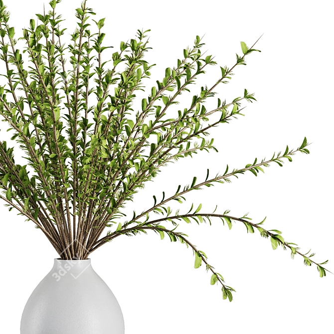 Elegant Dry Flower Branch Bouquet 3D model image 3