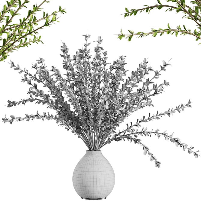 Elegant Dry Flower Branch Bouquet 3D model image 4