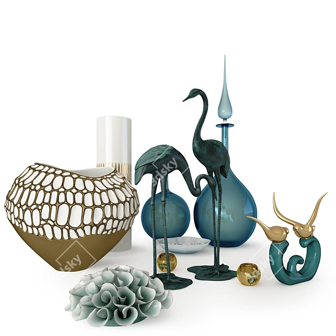 Aquamarine Coastal Decor Set 3D model image 2