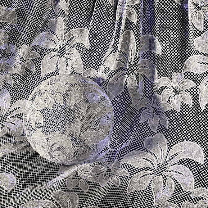 Versatile Floral Lace Fabric Collection 3D model image 4