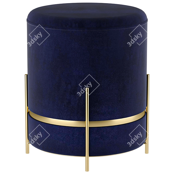 Luxury Velvet Haven Ottoman 3D model image 2