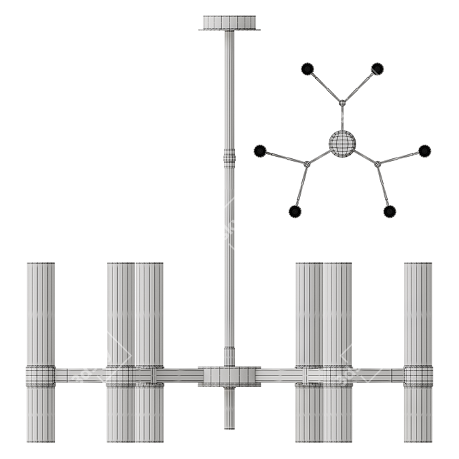 Cylinder Glass & Marble Chandelier 3D model image 4