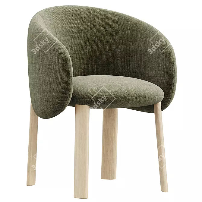 Nebula Wood Chair: Stylish Seating 3D model image 1