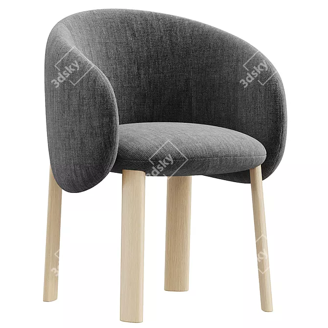 Nebula Wood Chair: Stylish Seating 3D model image 3