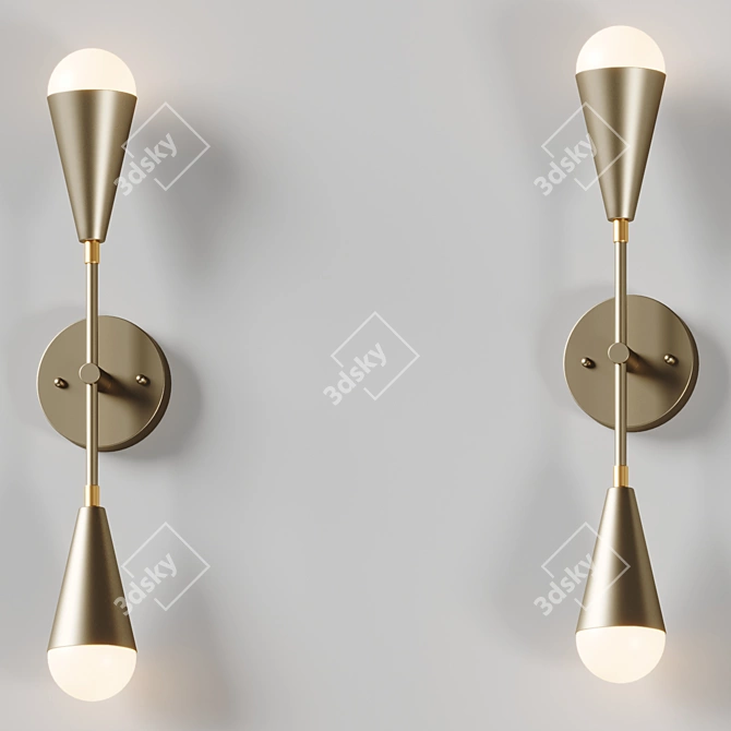 Mid-Century Modern 2-Light Vanity Light 3D model image 2