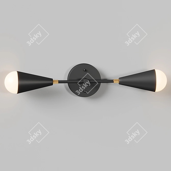 Mid-Century Modern 2-Light Vanity Light 3D model image 3