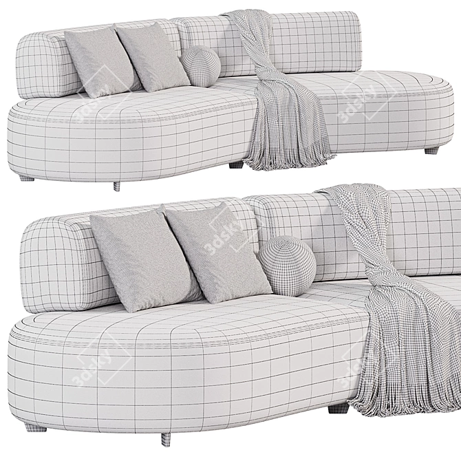 Contemporary Bon Bon Sofa Set 3D model image 5