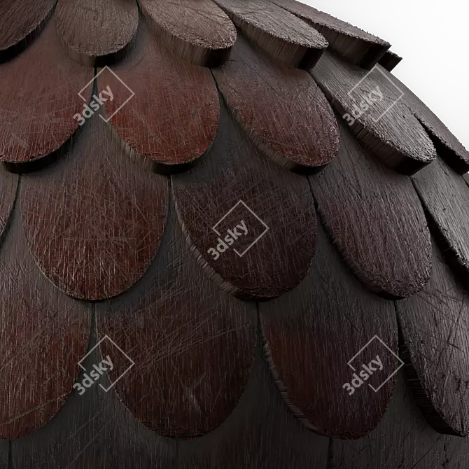 Wooden Snow Roof Tile 4k 3D model image 3