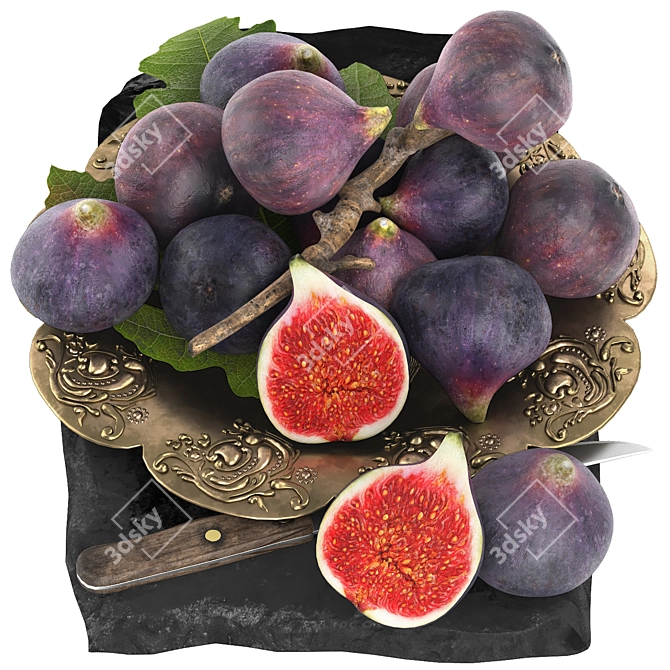 Delicious Fig Fruit Plate 3D model image 1