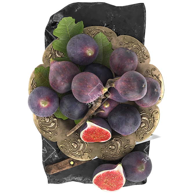 Delicious Fig Fruit Plate 3D model image 2