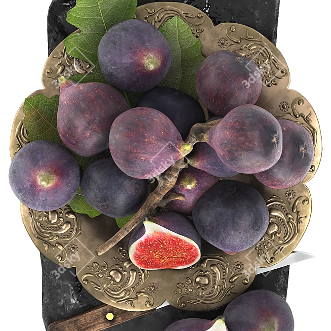 Delicious Fig Fruit Plate 3D model image 3