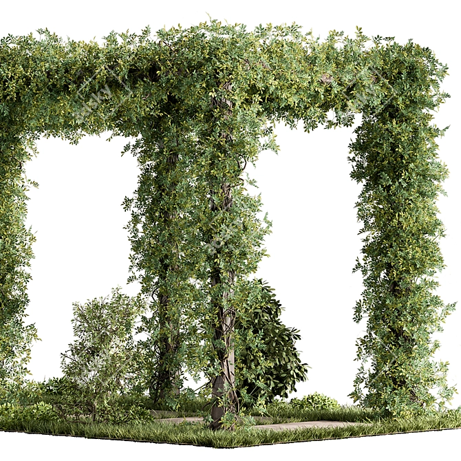  Rustic Pergola with Greenery 3D model image 3