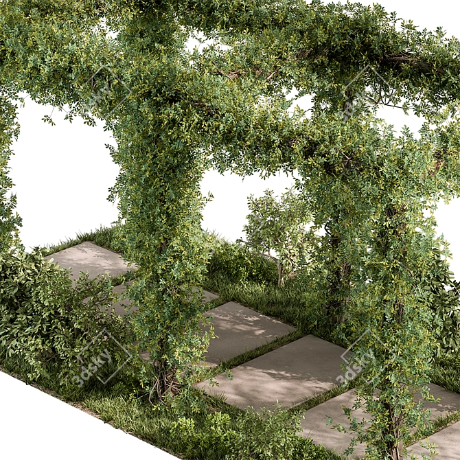  Rustic Pergola with Greenery 3D model image 4