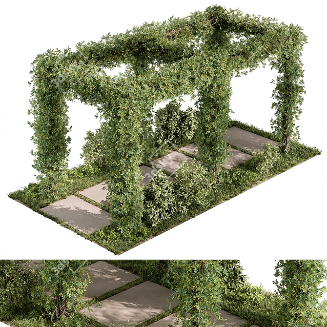  Rustic Pergola with Greenery 3D model image 5