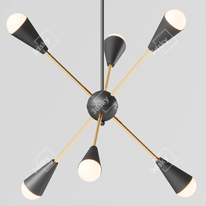 Retro-Inspired Sputnik Chandelier 3D model image 2