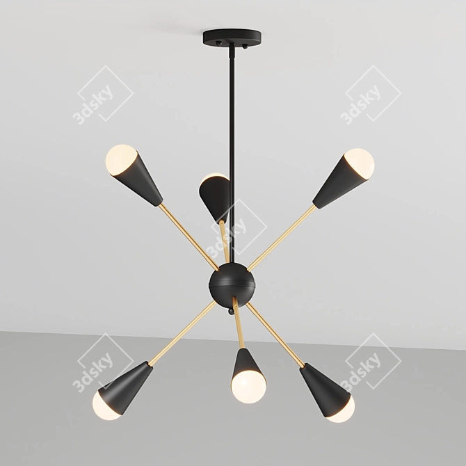 Retro-Inspired Sputnik Chandelier 3D model image 3