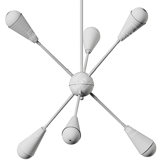 Retro-Inspired Sputnik Chandelier 3D model image 4